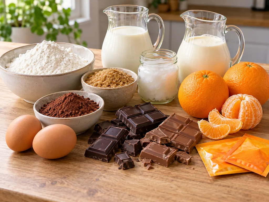 Czekolada, pomarańcze i śmietanka na podwójnie czekoladowy tort Delicja