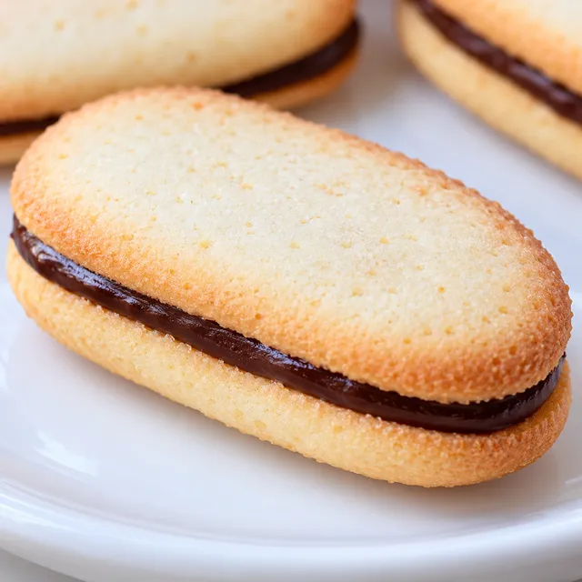 Ciastka Mediolanki, owalne ciasteczka maślane z czekoladowym ganache