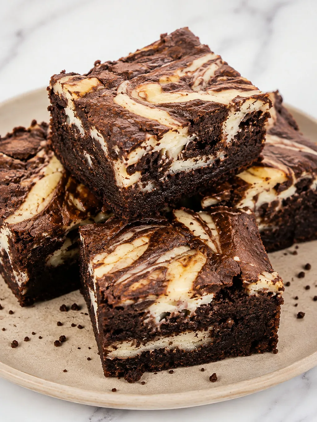 Kawałki keto brownie sernikowego z kremowymi smugami sera