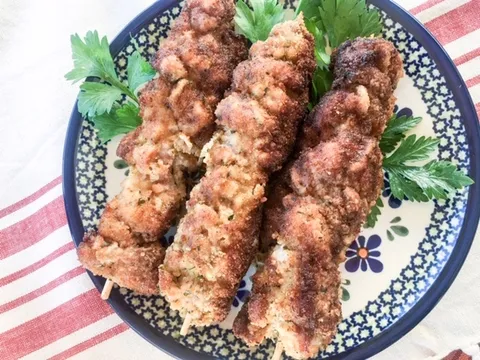 Hard-boiled eggs, grated onion, breadcrumbs, flour and dill for egg cutlets