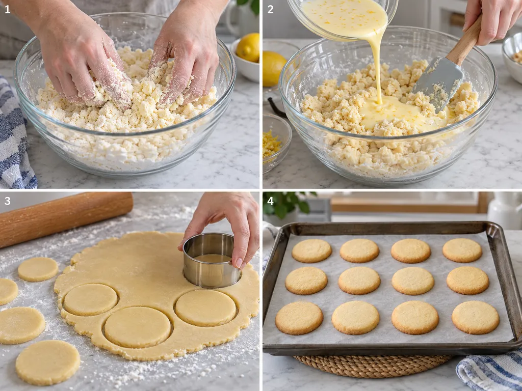Rozcieranie masła, łączenie ciasta, wycinanie kółek i pieczenie ciasteczek