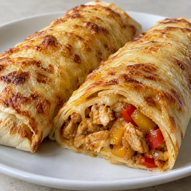 Naleśniki gyros z kurczakiem, papryką i roztopioną goudą