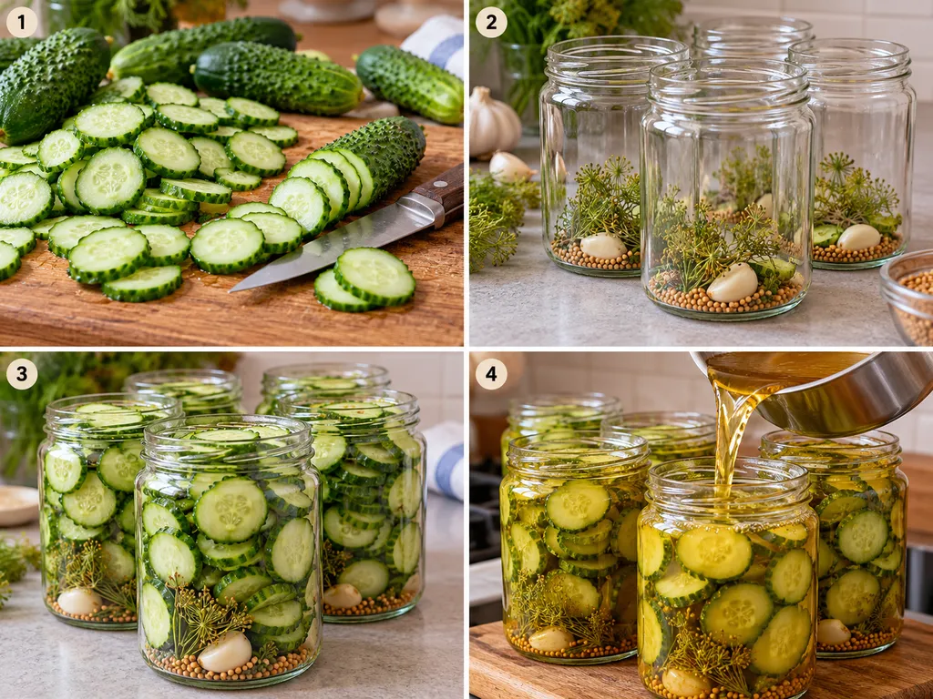 Etapy przygotowania ogórków pszczelarza w słoikach