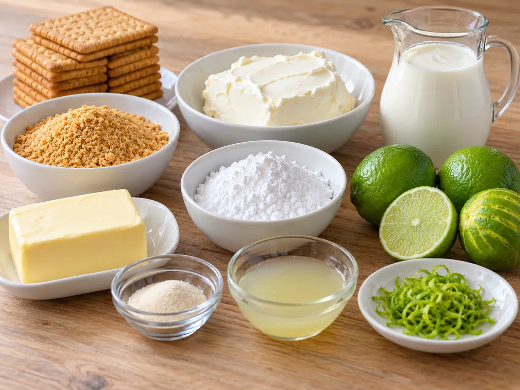 Limonki, mascarpone, herbatniki i żelatyna na sernik limonkowy na zimno
