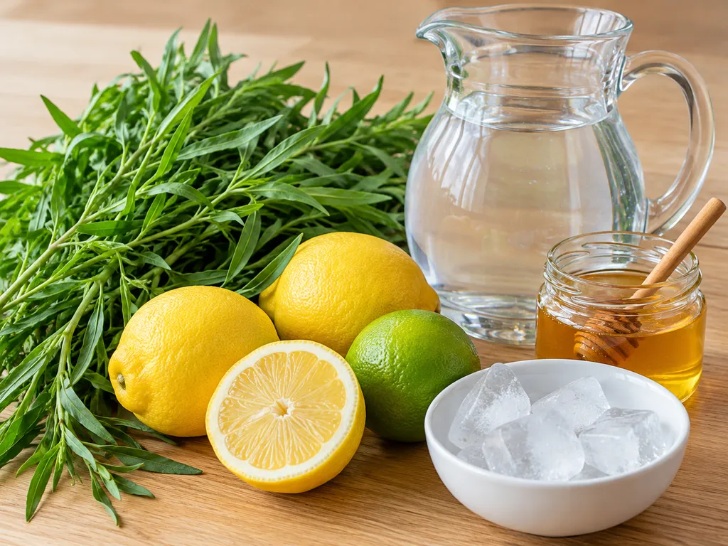 Świeży estragon, cytryny, limonka i miód jako składniki gruzińskiej lemoniady