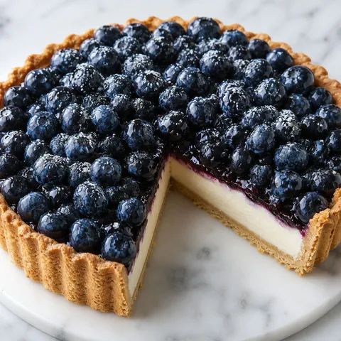 Tarta z mascarpone i świeżymi jagodami na kruchym spodzie