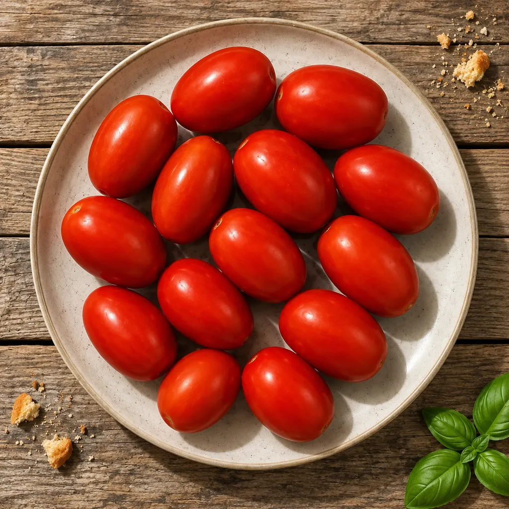 Talerz z czerwonymi pomidorami ułożonymi blisko siebie jak zagadka obserwacyjna.